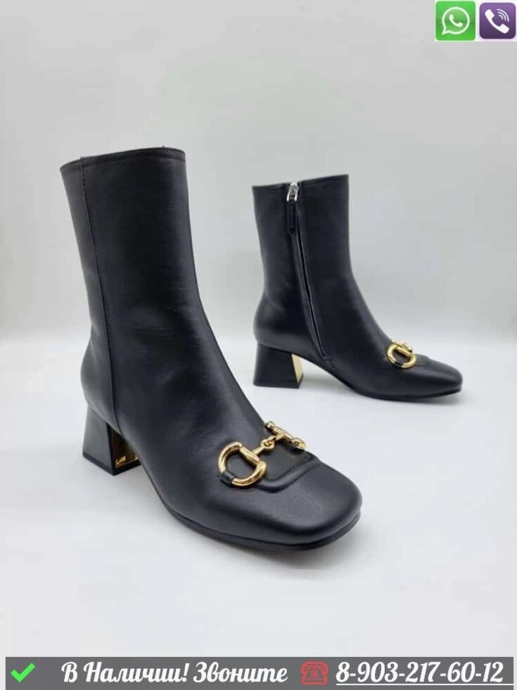 Ботильоны Gucci Baby кожаные Черный от компании Интернет Магазин брендовых сумок и обуви - фото 1