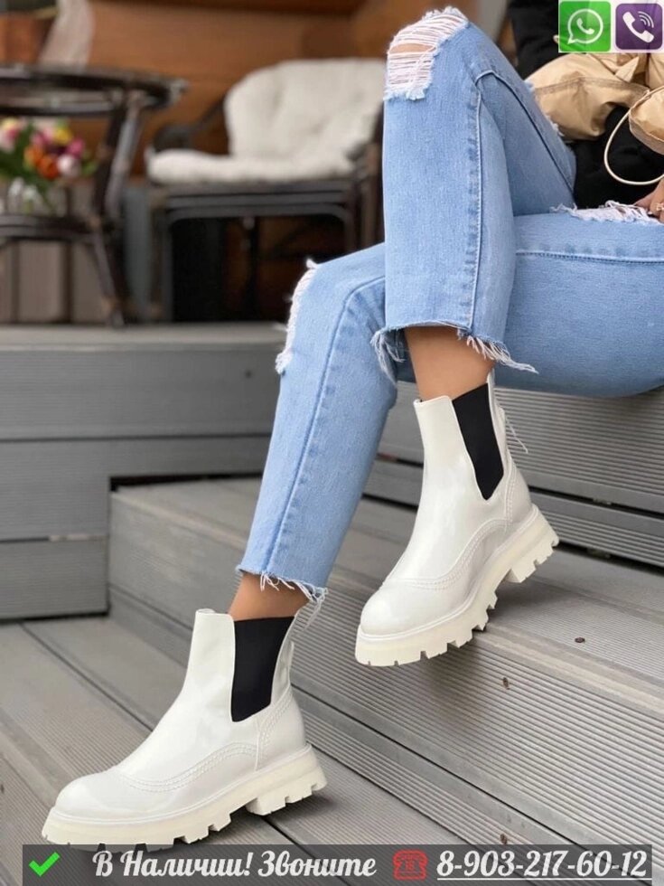 Ботинки Alexander McQueen кожаные Белый от компании Интернет Магазин брендовых сумок и обуви - фото 1