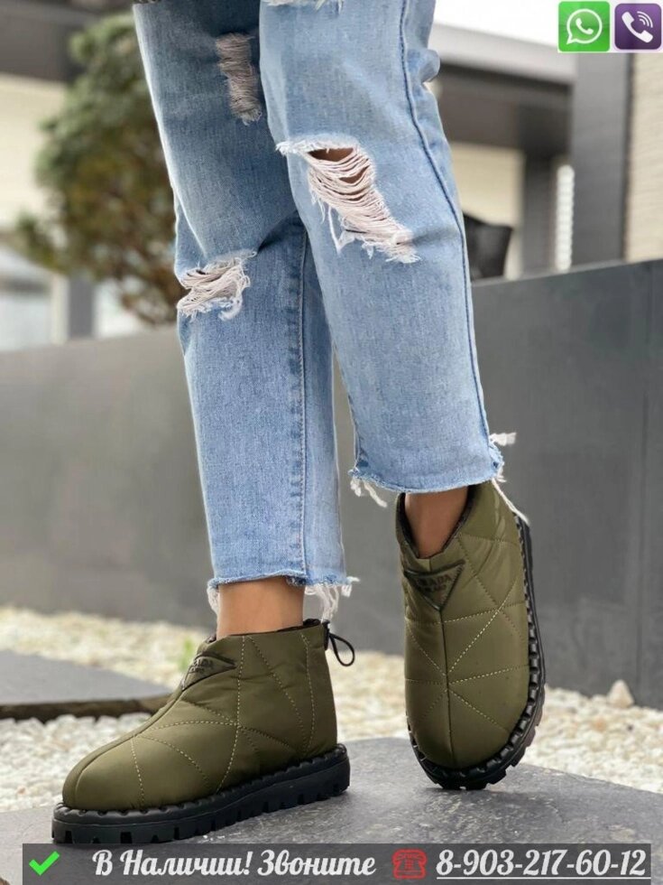 Ботинки болоньевые Prada тканевые зимние от компании Интернет Магазин брендовых сумок и обуви - фото 1