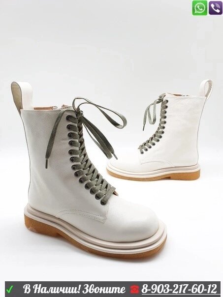 Ботинки Bottega Veneta на шнуровке Белый от компании Интернет Магазин брендовых сумок и обуви - фото 1