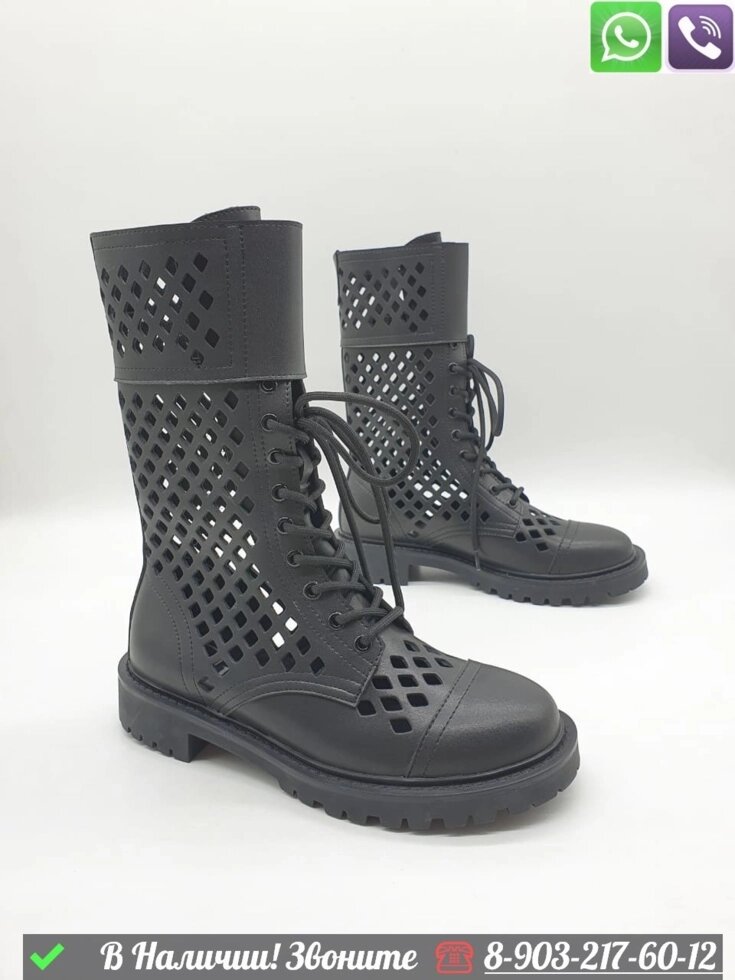 Ботинки Dior D-Trap кожаные Черный от компании Интернет Магазин брендовых сумок и обуви - фото 1