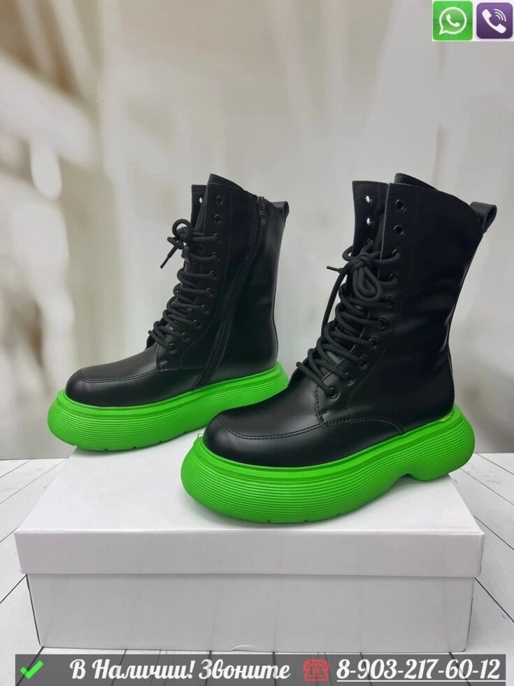 Ботинки Dymonlatry кожаные Зеленый от компании Интернет Магазин брендовых сумок и обуви - фото 1