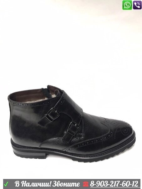 Ботинки Grand Gudini с ремнями-пряжками черные от компании Интернет Магазин брендовых сумок и обуви - фото 1