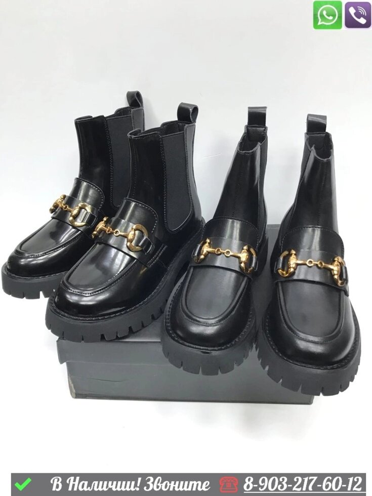 Ботинки Gucci черные от компании Интернет Магазин брендовых сумок и обуви - фото 1