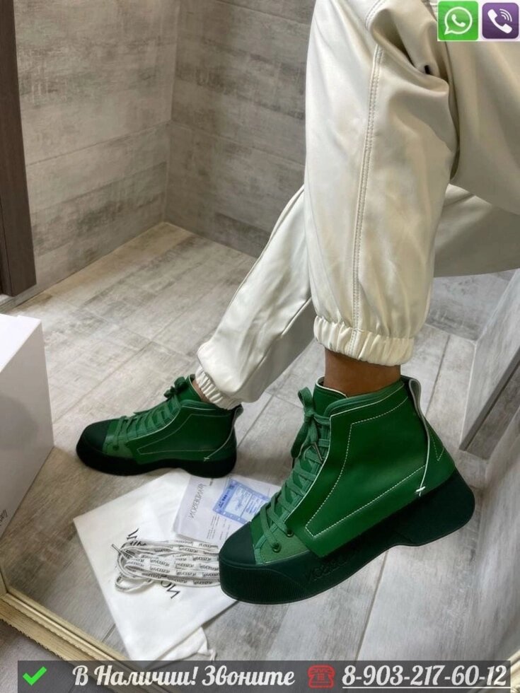 Ботинки JW Anderson кожаные Зеленый от компании Интернет Магазин брендовых сумок и обуви - фото 1