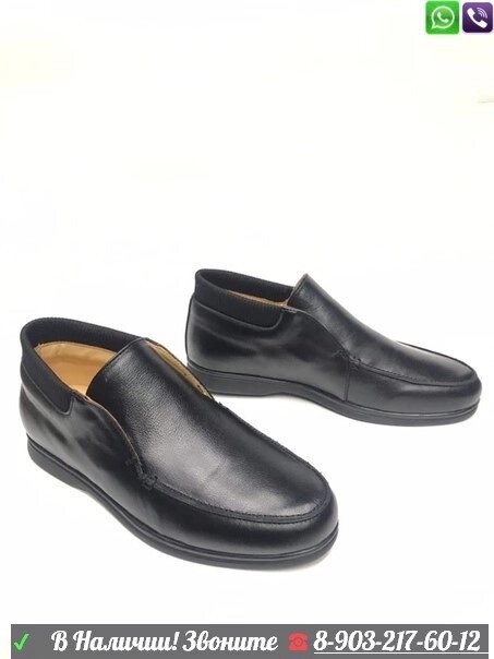 Ботинки Loro Piana Open Wintery Walk кожаные черные от компании Интернет Магазин брендовых сумок и обуви - фото 1