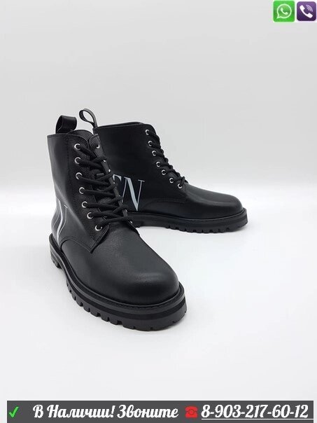 Ботинки на шнуровке Valentino черные от компании Интернет Магазин брендовых сумок и обуви - фото 1