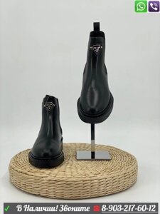 Ботинки Prada с мехом черные