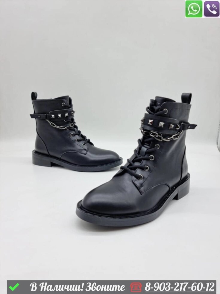 Ботинки valentino Rockstud черные от компании Интернет Магазин брендовых сумок и обуви - фото 1