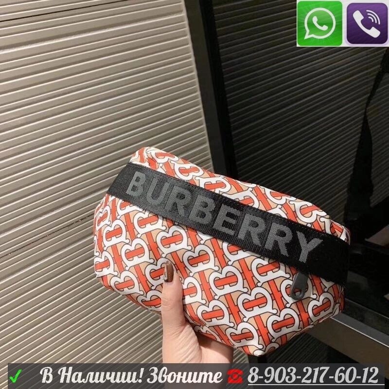 Burberry бежевая поясная сумка в клетку бербери Красный от компании Интернет Магазин брендовых сумок и обуви - фото 1