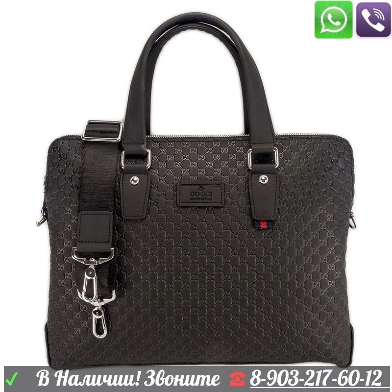 Черный Портфель Gucci Signature мужская сумка Gucci под документы ноутбук от компании Интернет Магазин брендовых сумок и обуви - фото 1