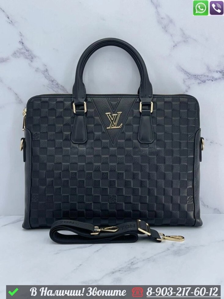 Деловая сумка Louis Vuitton черная буквами LV от компании Интернет Магазин брендовых сумок и обуви - фото 1
