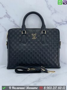 Деловая сумка Louis Vuitton черная буквами LV