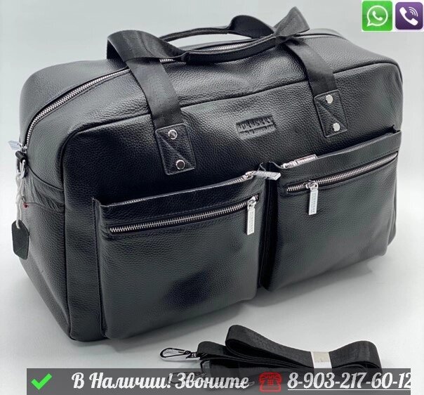 Дорожная сумка Burberry кожаная черная от компании Интернет Магазин брендовых сумок и обуви - фото 1