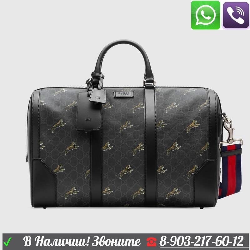 Дорожная сумка Gucci GG Supreme с тиграми от компании Интернет Магазин брендовых сумок и обуви - фото 1