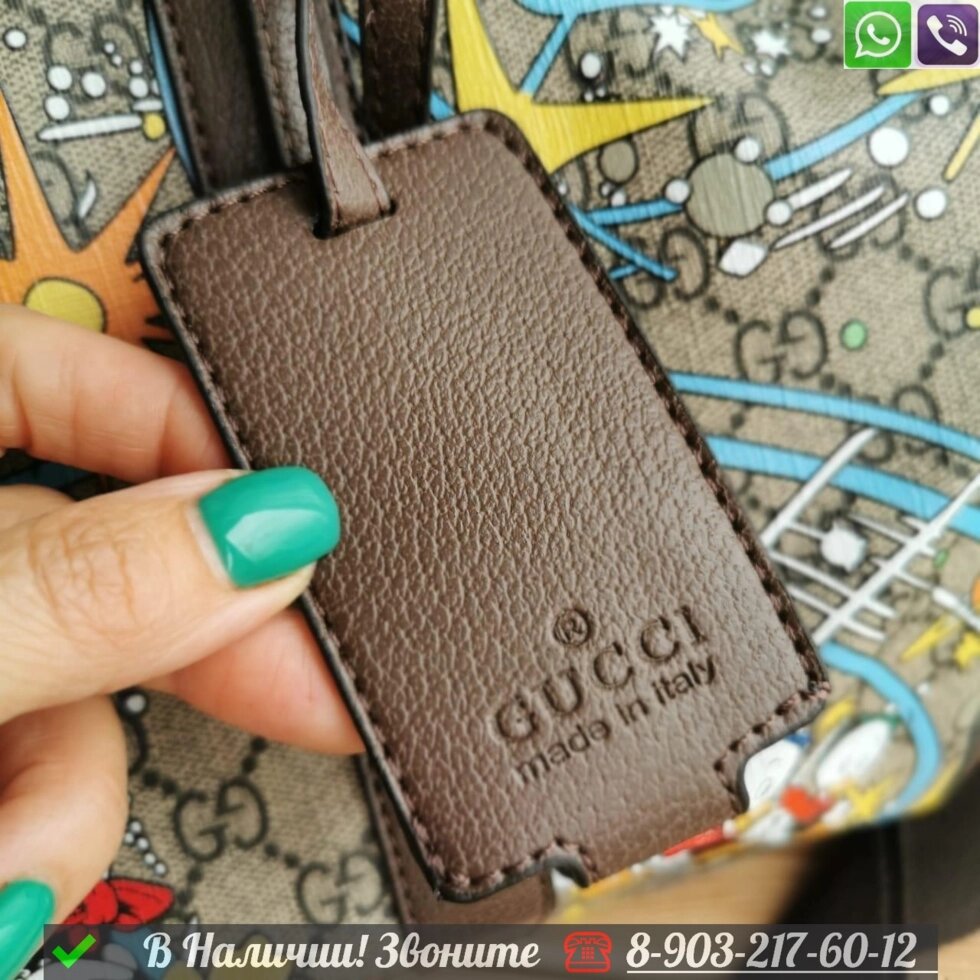 Дорожная сумка Gucci коричневая с рисунками от компании Интернет Магазин брендовых сумок и обуви - фото 1
