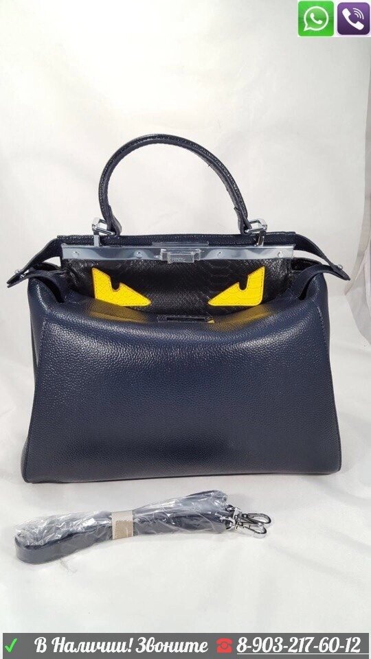 Fendi Peekaboo Фенди с глазами Monster Синяя от компании Интернет Магазин брендовых сумок и обуви - фото 1