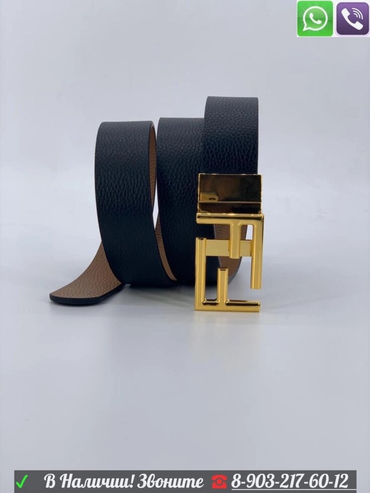 Fendi ремень двухсторонний золотая пряжка Фенди от компании Интернет Магазин брендовых сумок и обуви - фото 1