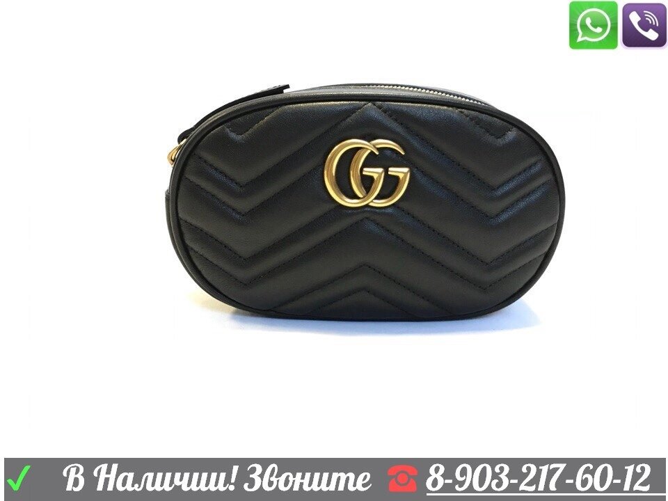 GG Сумка на пояс Gucci Marmont Гучи Черная Красная от компании Интернет Магазин брендовых сумок и обуви - фото 1