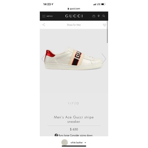 Кеды Gucci Ace белые от компании Интернет Магазин брендовых сумок и обуви - фото 1