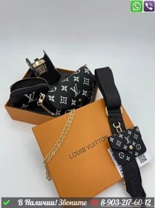Клатч Louis Vuitton Felicie черный c белыми буквами