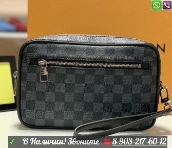 Клатч Louis Vuitton KASAI Damier Graphite Луи Витон Коричневый от компании Интернет Магазин брендовых сумок и обуви - фото 1