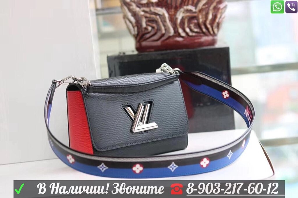 Клатч Louis Vuitton Twist MM Луи Виттон черный Синий Красный от компании Интернет Магазин брендовых сумок и обуви - фото 1