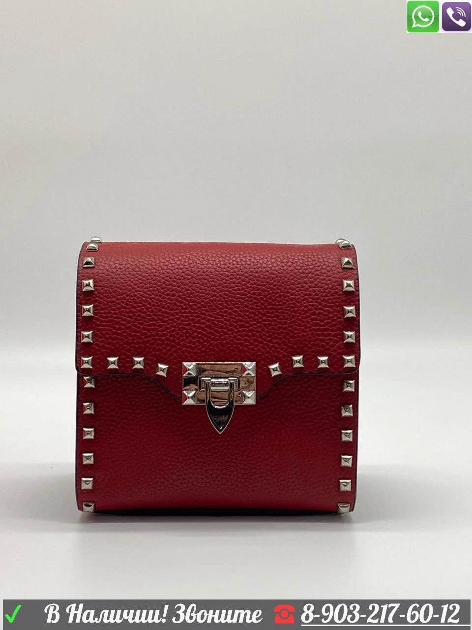 Клатч Valentino Garavani Rockstud Mini Валентино Красный от компании Интернет Магазин брендовых сумок и обуви - фото 1