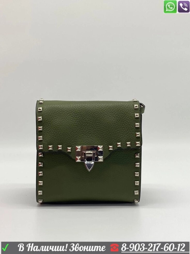 Клатч Valentino Garavani Rockstud Mini Валентино Зеленый от компании Интернет Магазин брендовых сумок и обуви - фото 1