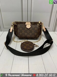 Клатчи Louis Vuitton с тканевым цветным ремнем Черный