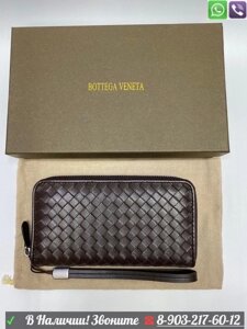 Кошелек Bottega Veneta Zip Around кожаный Синий