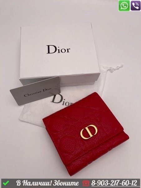 Кошелек Dior Caro красный от компании Интернет Магазин брендовых сумок и обуви - фото 1