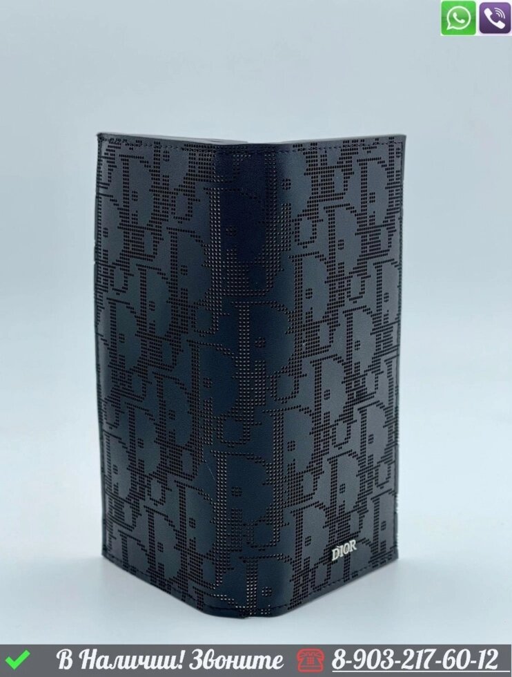 Кошелек Dior кожаный без молнии Синий от компании Интернет Магазин брендовых сумок и обуви - фото 1