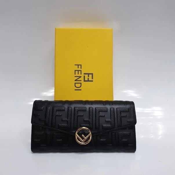 Кошелек Fendi на кнопке Черный от компании Интернет Магазин брендовых сумок и обуви - фото 1
