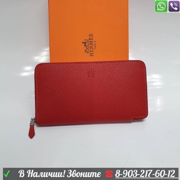 Кошелек Hermes на молнии Красный от компании Интернет Магазин брендовых сумок и обуви - фото 1