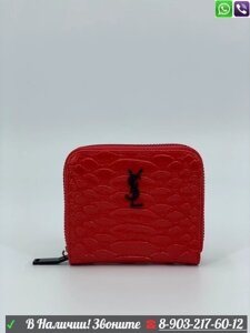 Кошелек YSL крокодиловый мини Бордовый Красный