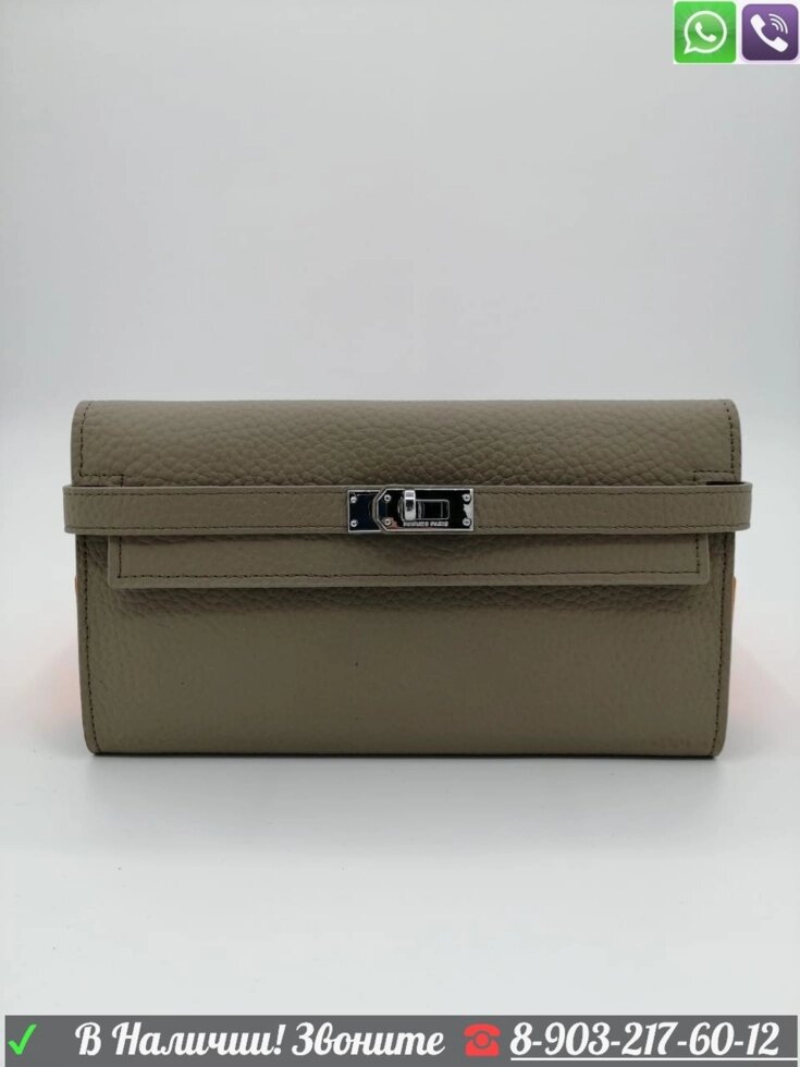 Кожаный кошелек Hermes с застежкой с ремешками от компании Интернет Магазин брендовых сумок и обуви - фото 1