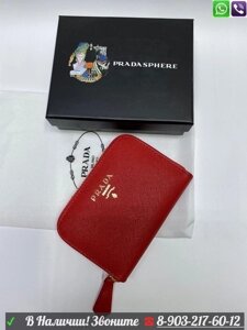 Кожаный кошелек Prada с логотипом бренда Синий