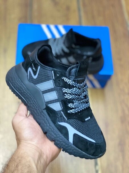 Кроссовки Adidas Nite Jogger черно-серые от компании Интернет Магазин брендовых сумок и обуви - фото 1