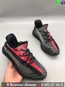 Кроссовки Adidas Yeezy Boost 350 reflective мужские черно-красные