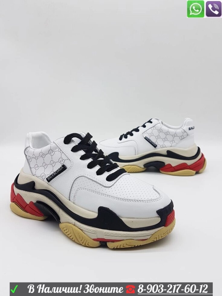 Кроссовки Balenciaga Triple S Gucci белые от компании Интернет Магазин брендовых сумок и обуви - фото 1