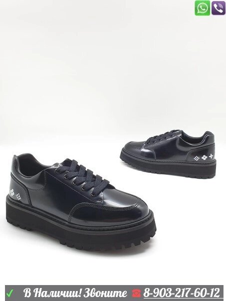Кроссовки Louis Vuitton черные на платформе от компании Интернет Магазин брендовых сумок и обуви - фото 1