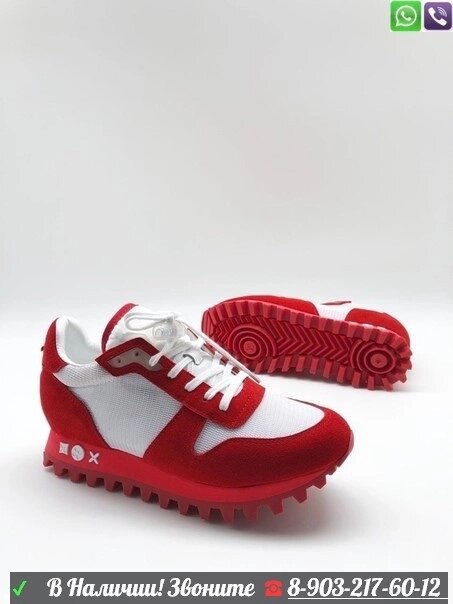 Кроссовки Louis Vuitton Луи Виттон замшевые Красный от компании Интернет Магазин брендовых сумок и обуви - фото 1