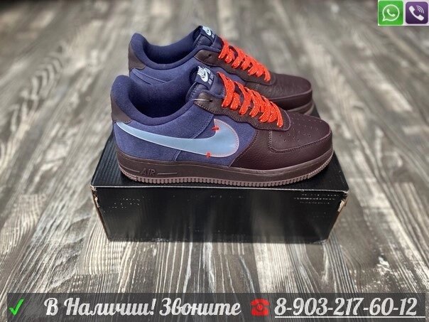 Кроссовки Nike Air Force 1 '07 коричневые с фиолетовым от компании Интернет Магазин брендовых сумок и обуви - фото 1