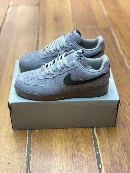 Кроссовки Nike Air Force 1 женские серые Голубой от компании Интернет Магазин брендовых сумок и обуви - фото 1