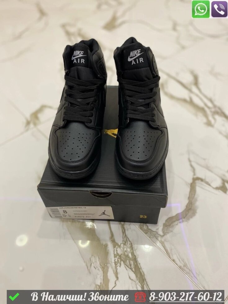 Кроссовки Nike Air Jordan 1 Mid черные от компании Интернет Магазин брендовых сумок и обуви - фото 1