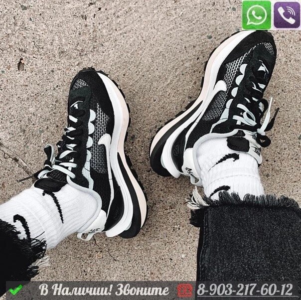 Кроссовки Nike x Sacai VaporWaffle черные от компании Интернет Магазин брендовых сумок и обуви - фото 1