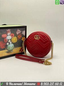 Круглый клатч Gucci marmont сумка красная Гучи