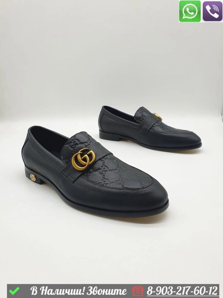 Лоферы Gucci кожаные черные от компании Интернет Магазин брендовых сумок и обуви - фото 1