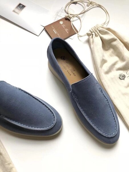 Лоферы Loro Piana Summer Walk сине-серые от компании Интернет Магазин брендовых сумок и обуви - фото 1